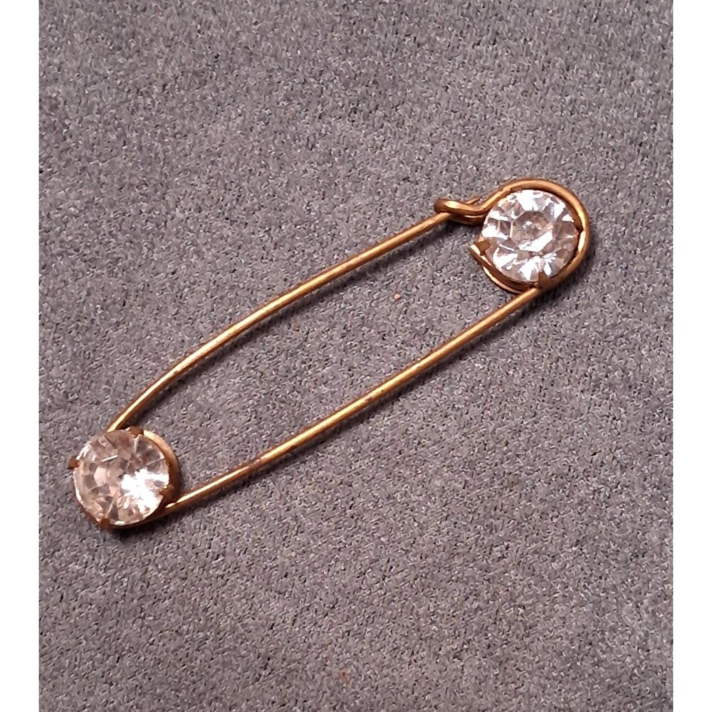 Vintage Rhinestone Safety Pin Brooch Kilt or Shawl Pin